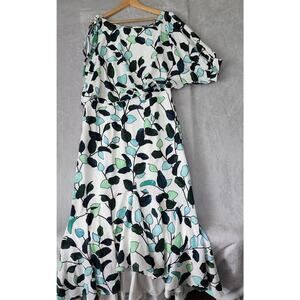 eShakti Wayward Fancies Dress Womens 16W Flower Vine Single Sleeve Tiered Maxi